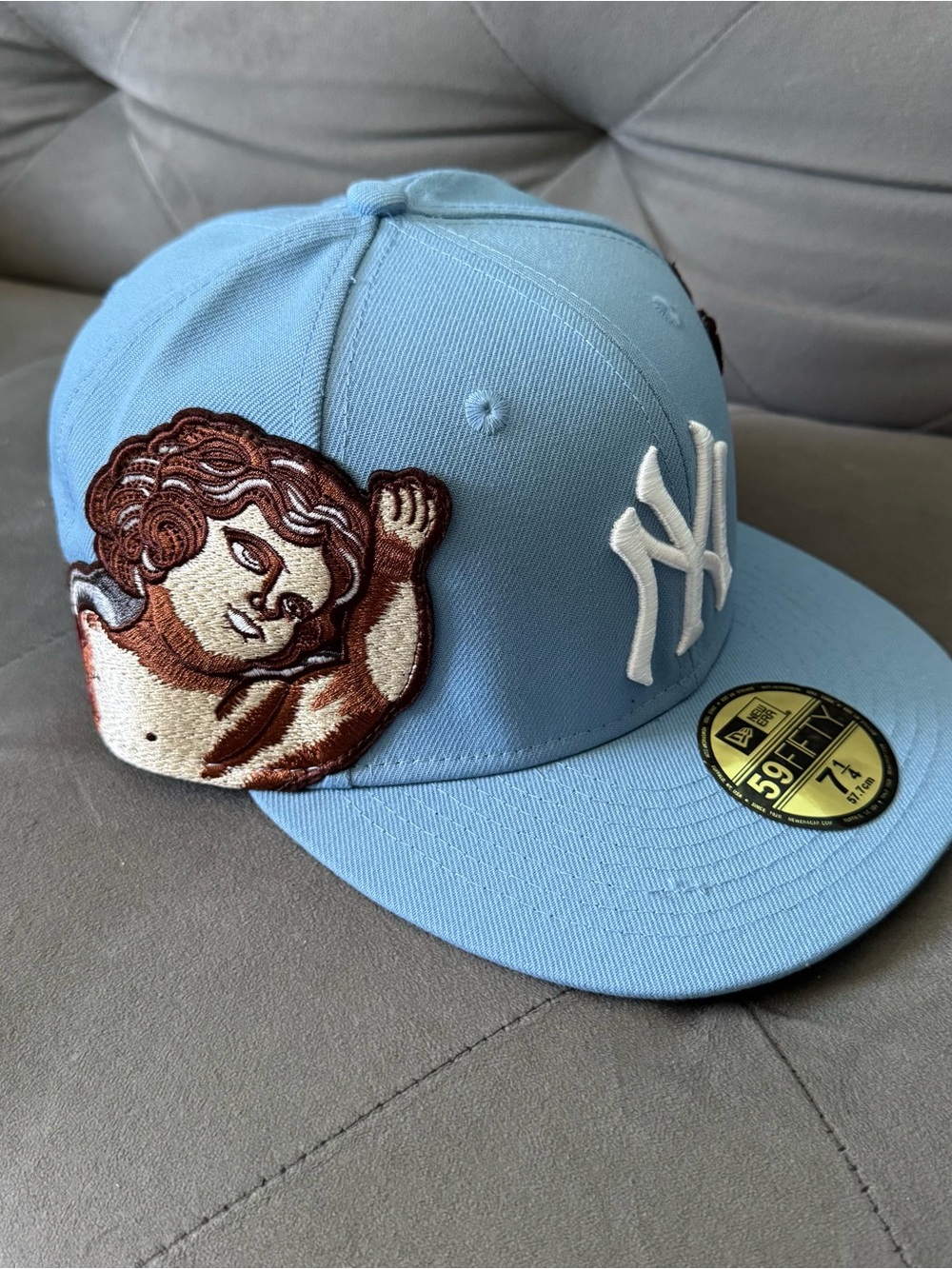 JON STAN Edition New Era New York Yankees 59FIFTY Sky Blue Fitted Hat Size 7 1/4
